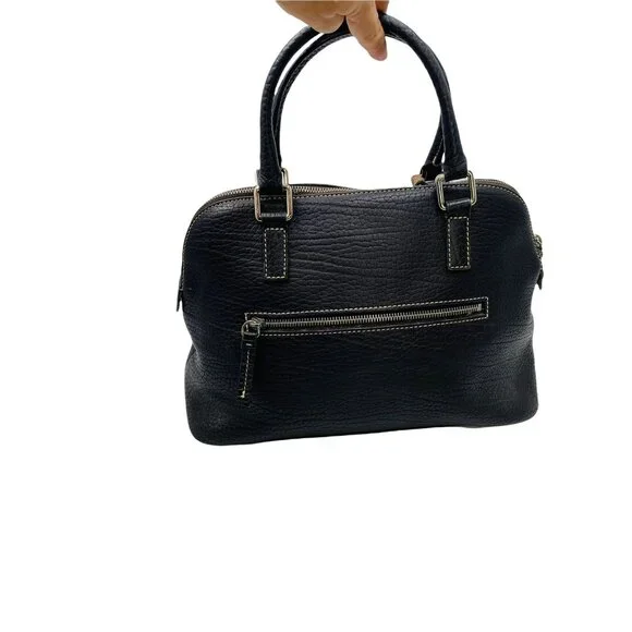 Vintage Dooney & Bourke Embossed Pebbled Leather Satchel Large Black With Should - Picture 3 of 11